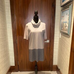 Asymmetrical Gray and Cream Dress